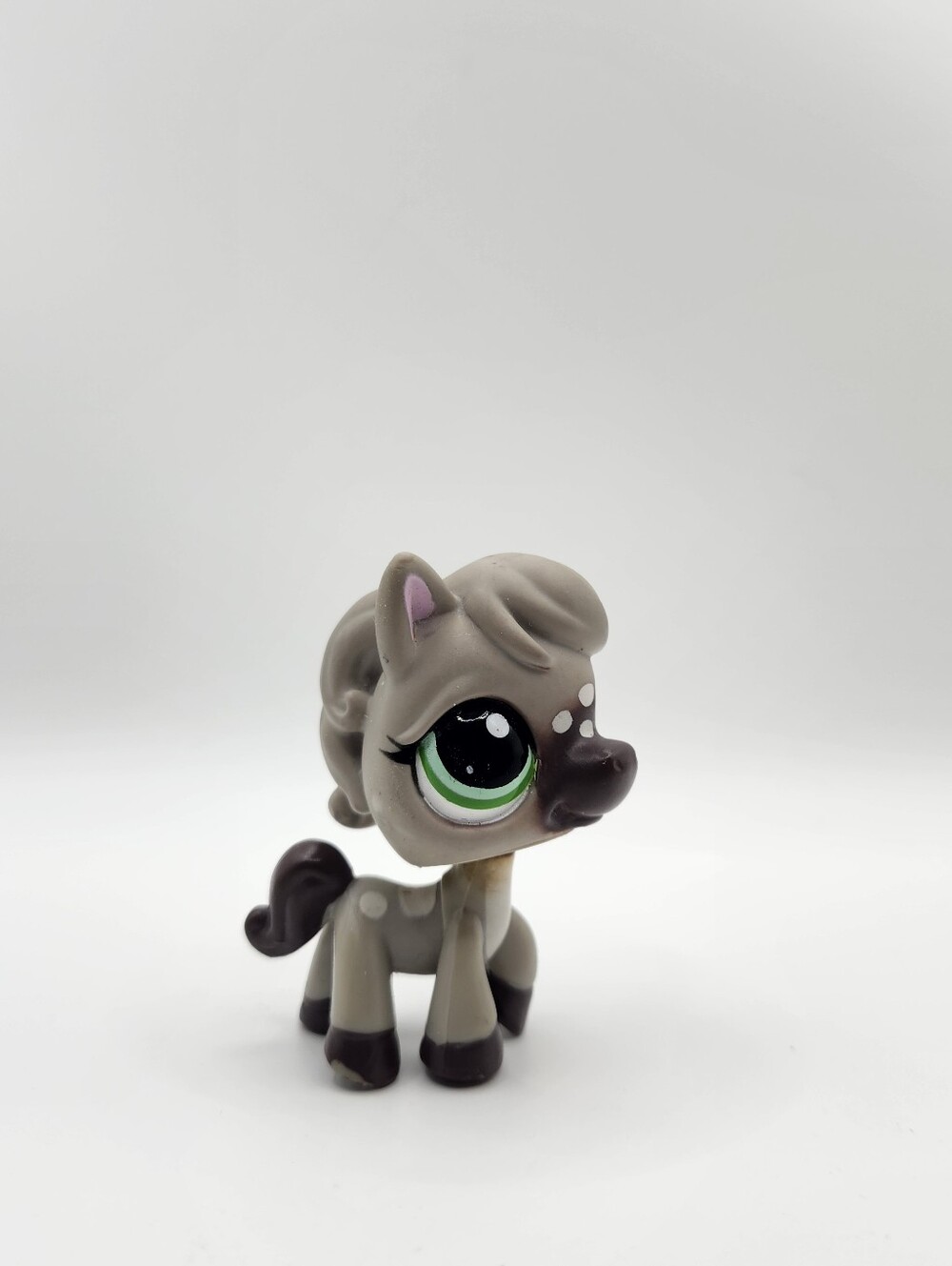 LPS Horse # 1820 Authentic Lottlest Pet Shop Hasbro Grey Spotted Hirse Green Eye